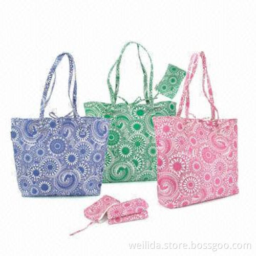 Canvas Foldable Shopping Bags with Pretty Pattern, Measures 35 x 35 x 12cm